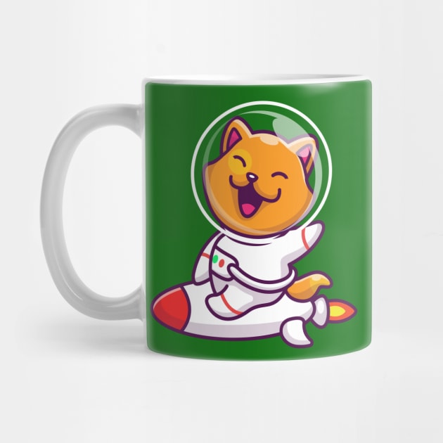 Cute Cat Astronaut Riding Rocket Cartoon by Catalyst Labs